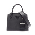 Prada Handbag Saffiano Cuir C Monochrome 2-Way Black Leather