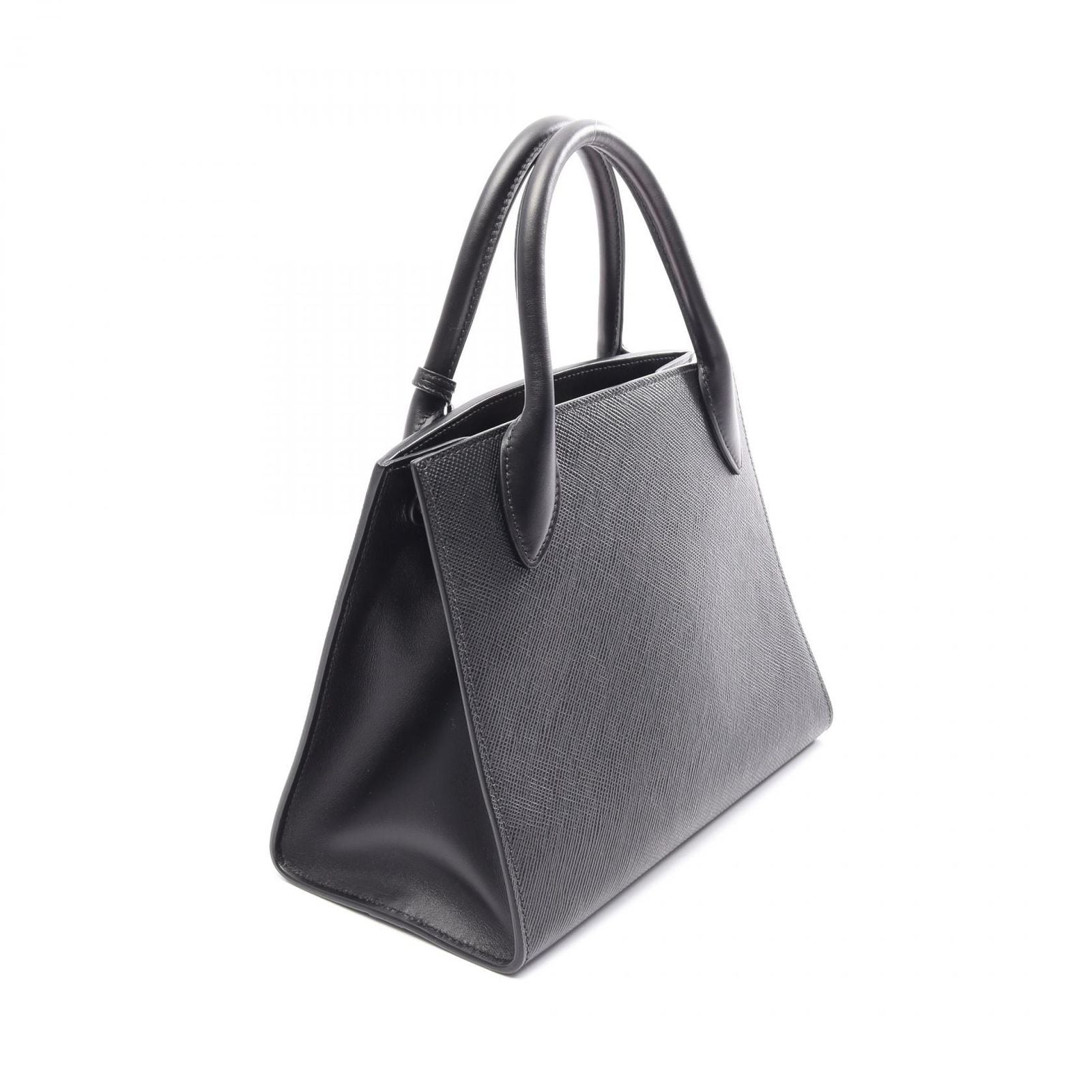 Prada Handbag Saffiano Cuir C Monochrome 2-Way Black Leather — view 2