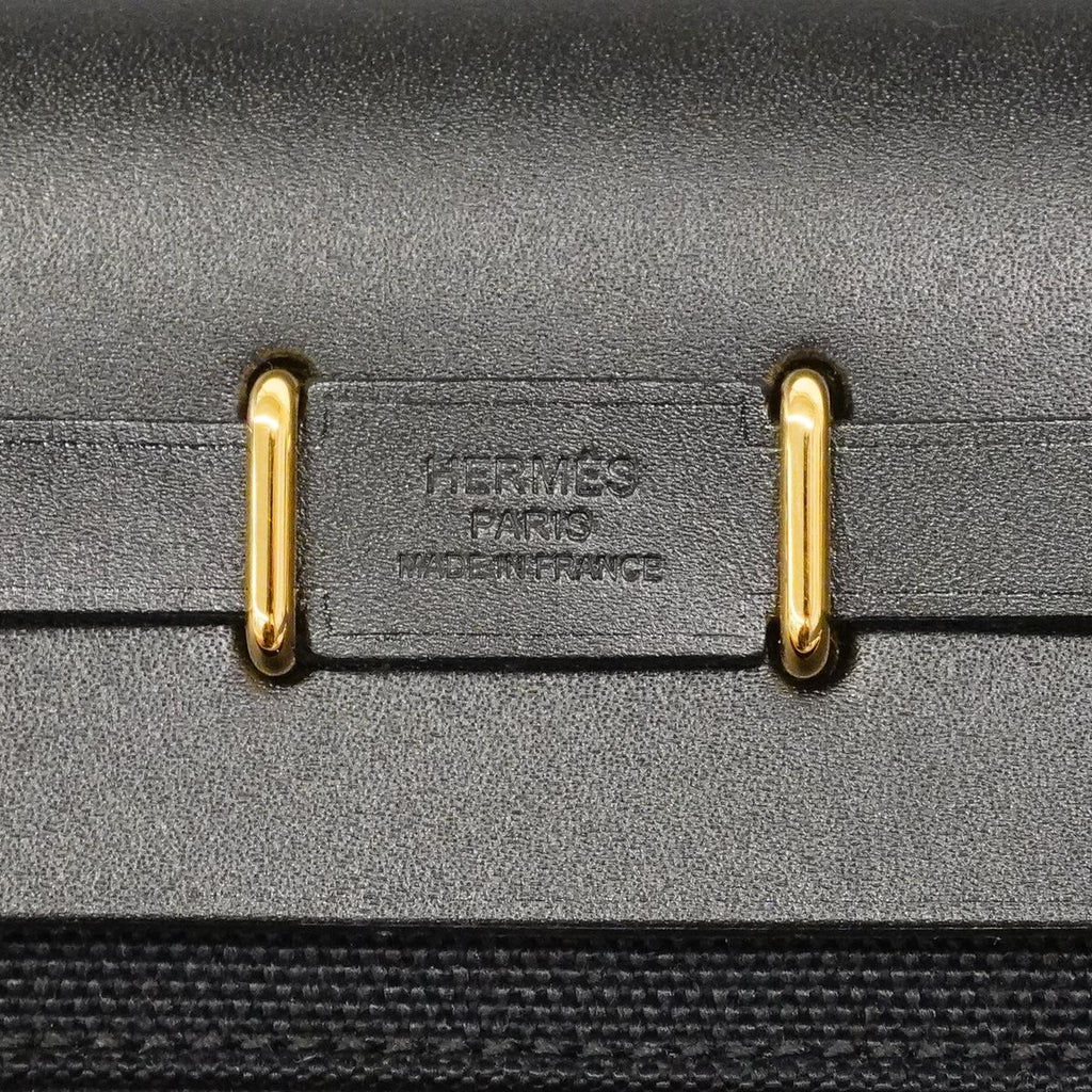 Hermes Shoulder Bag Herbag Zip Mini Toile Officier Black Gold — view 5