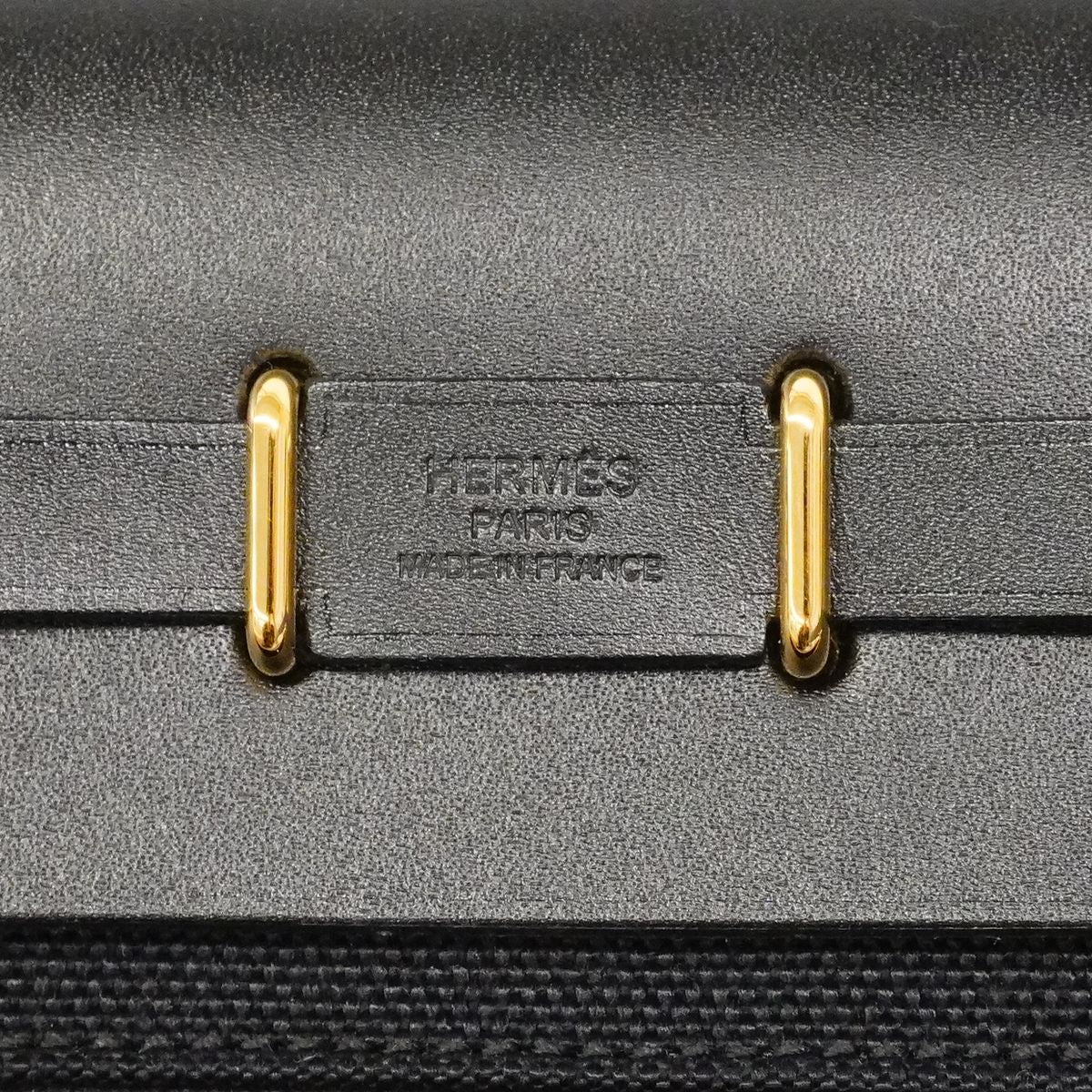 Hermes Shoulder Bag Herbag Zip Mini Toile Officier Black Gold — view 5