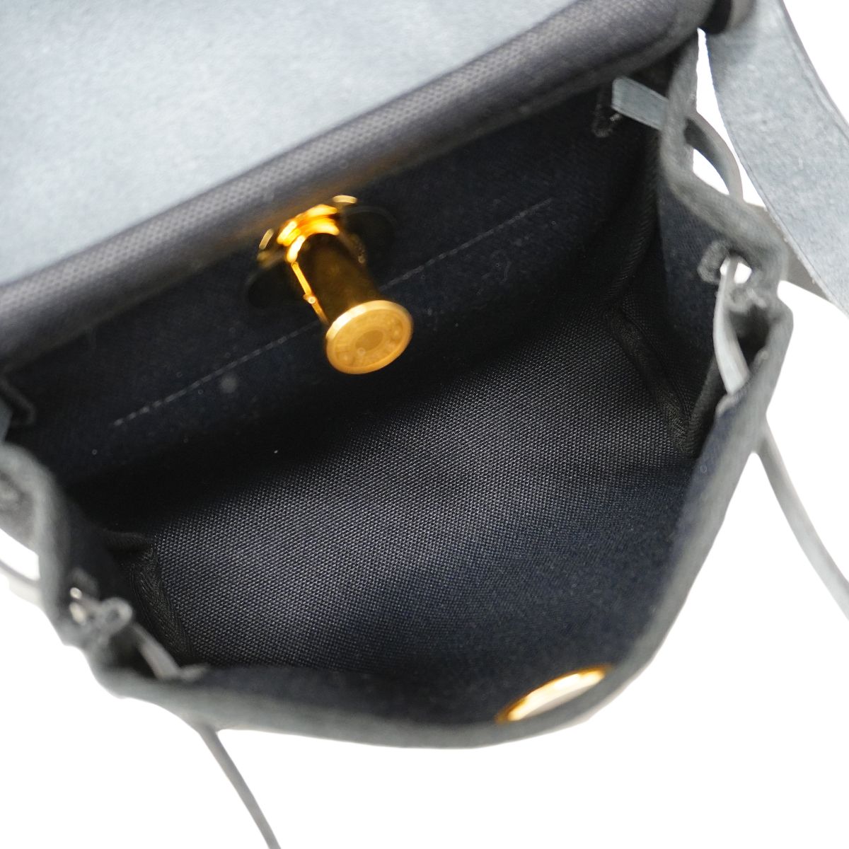 Hermes Shoulder Bag Herbag Zip Mini Toile Officier Black Gold — view 4