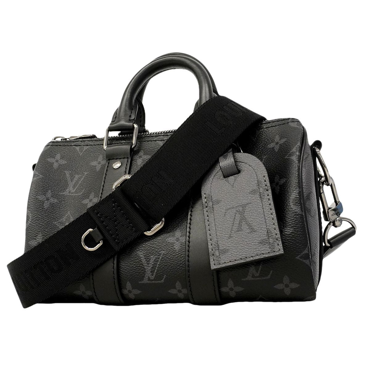 Louis Vuitton Handbag Monogram Eclipse Keepall Bandouliere 25 Black Gray 2-Way