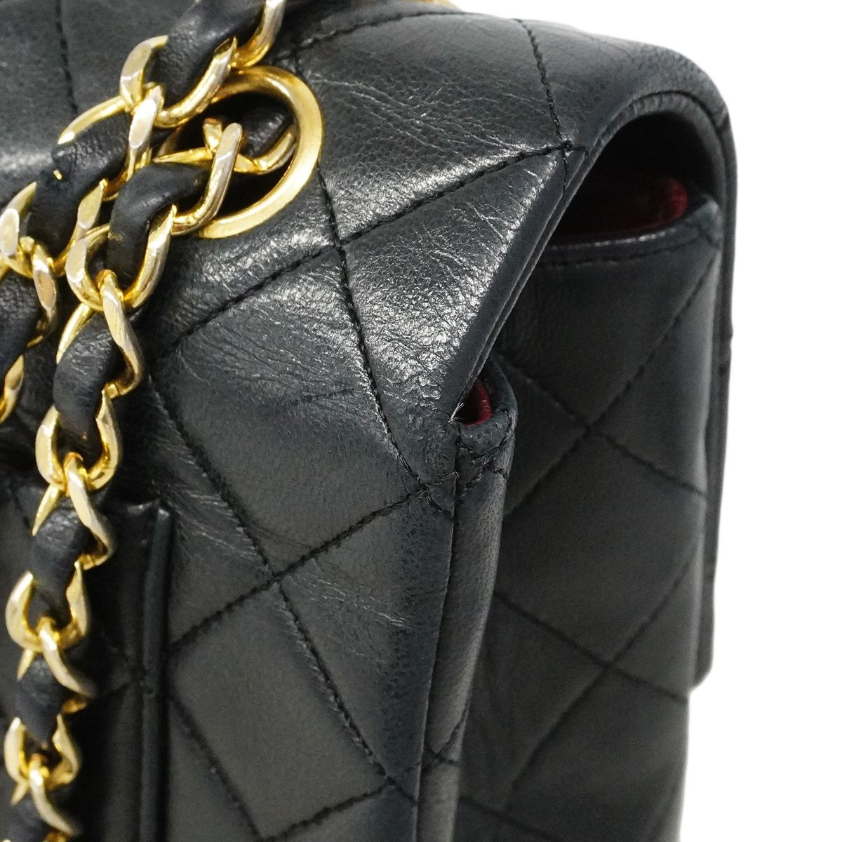 Chanel Shoulder Bag Quilted Lambskin Black Gold — view 7