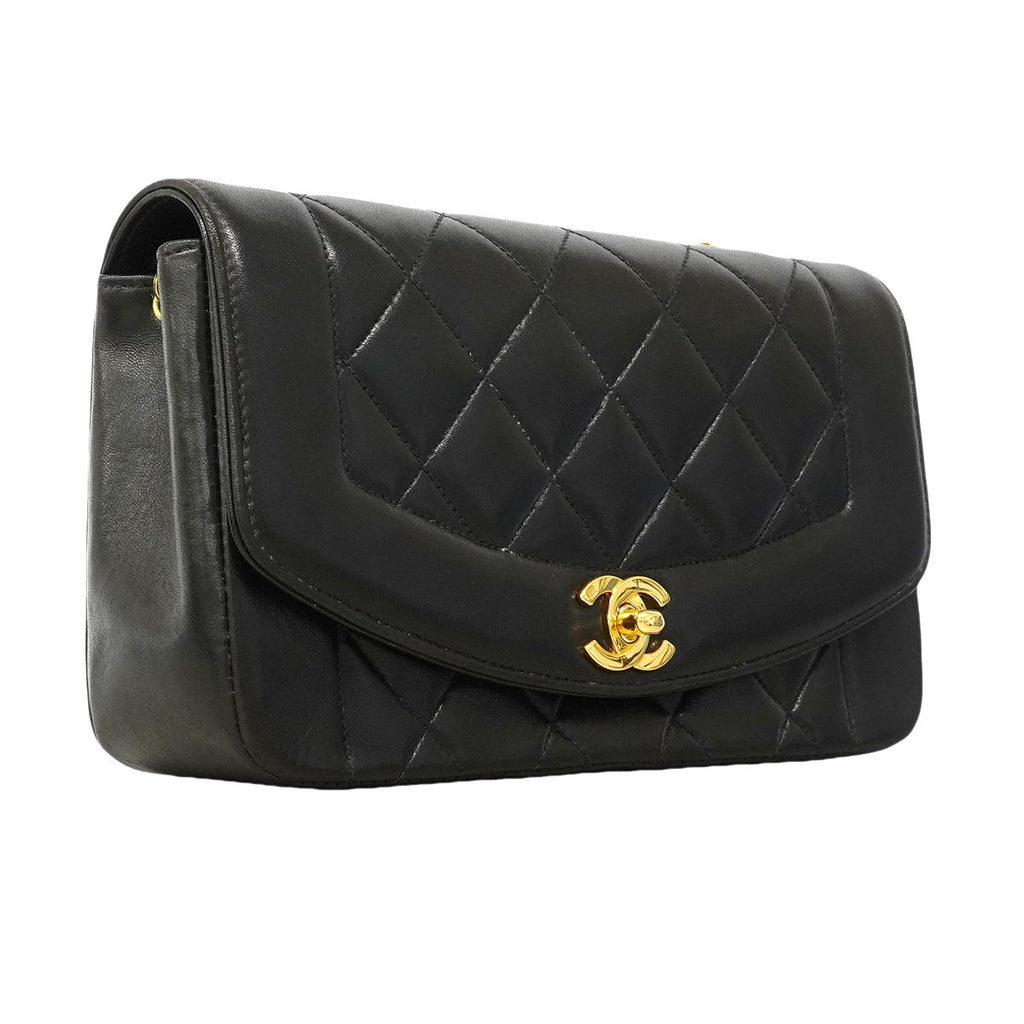 Chanel Shoulder Bag Diana Lambskin Black Gold — view 2