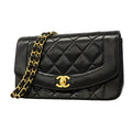 Chanel Shoulder Bag Diana Lambskin Black Gold