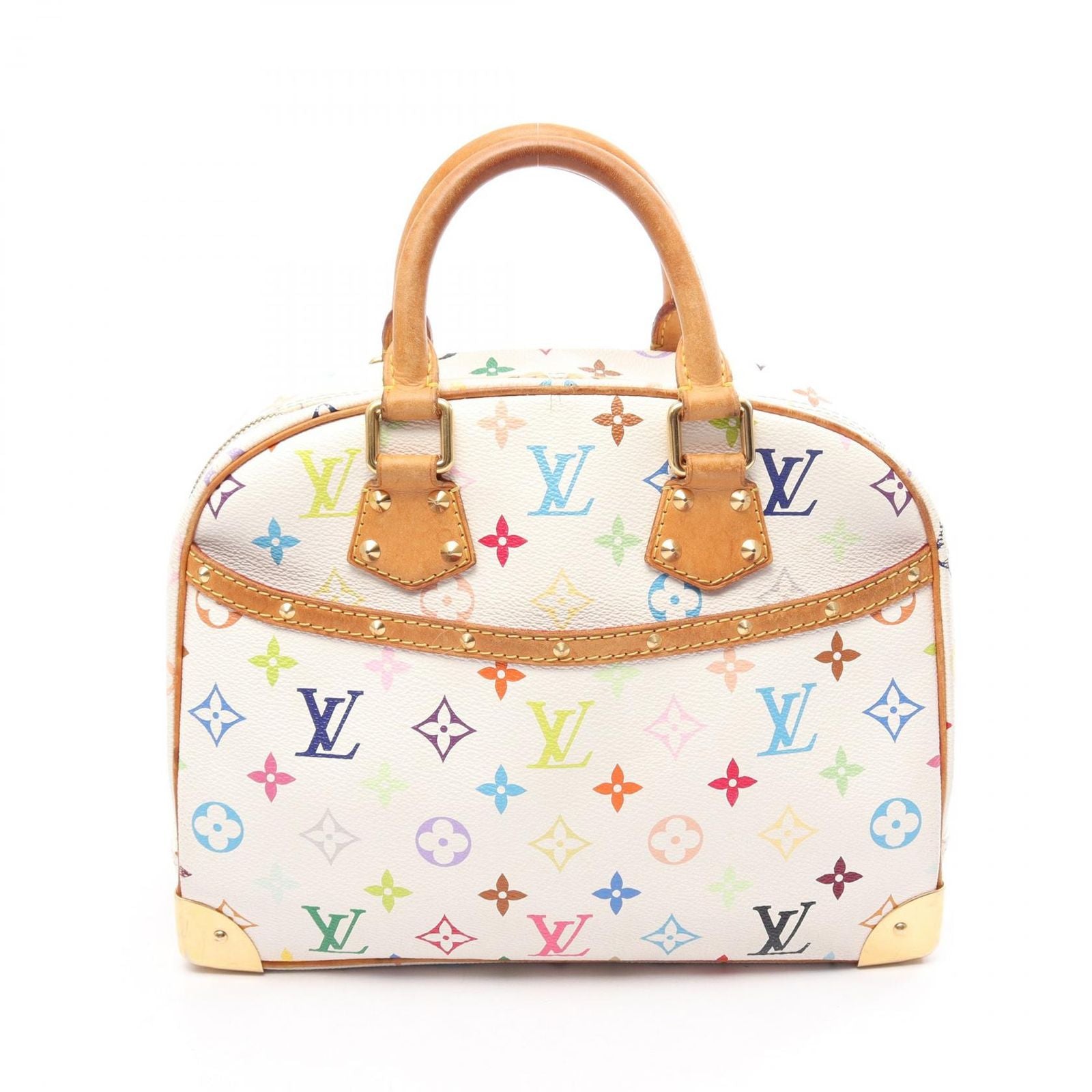 Louis Vuitton Handbag Trouville Blanc Canvas Leather