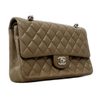Chanel Shoulder Bag Quilted Caviar Leather Brown Silver — view 2