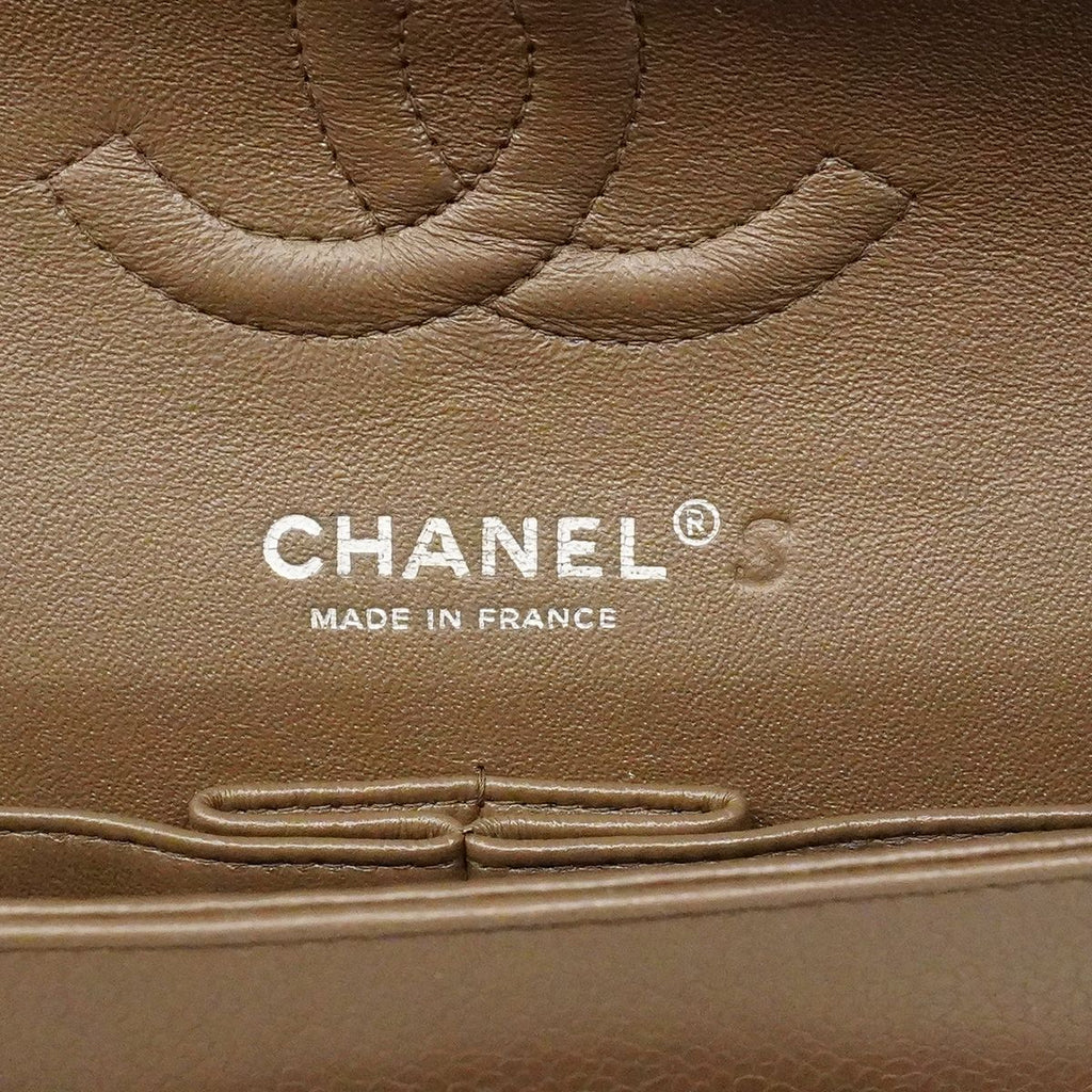 Chanel Shoulder Bag Quilted Caviar Leather Brown Silver — view 5