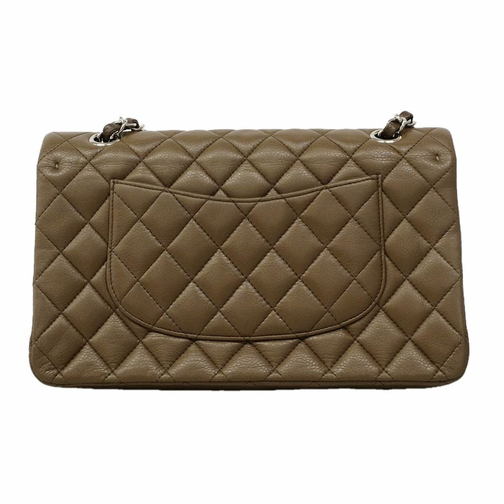 Chanel Shoulder Bag Quilted Caviar Leather Brown Silver — view 9