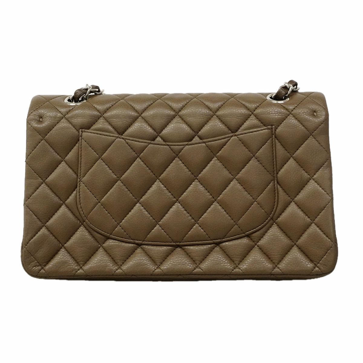 Chanel Shoulder Bag Quilted Caviar Leather Brown Silver — view 9