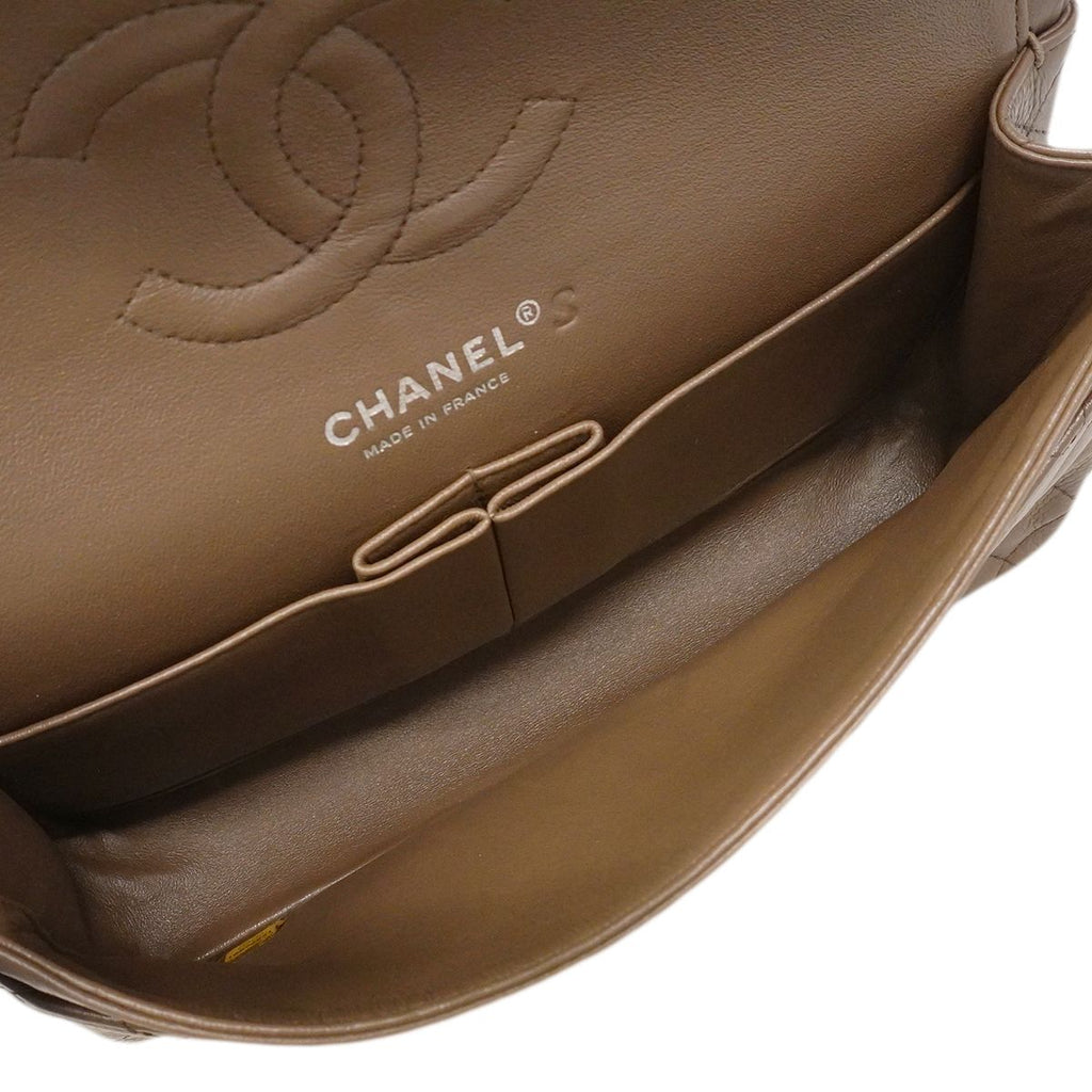 Chanel Shoulder Bag Quilted Caviar Leather Brown Silver — view 4