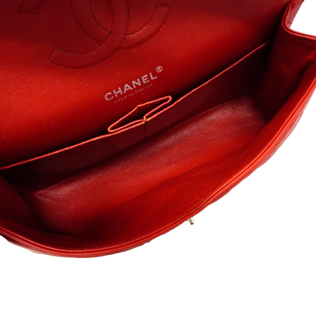 Chanel Shoulder Bag Quilted Lambskin Red Silver — view 4