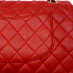 Chanel Shoulder Bag Quilted Lambskin Red Silver — view 9