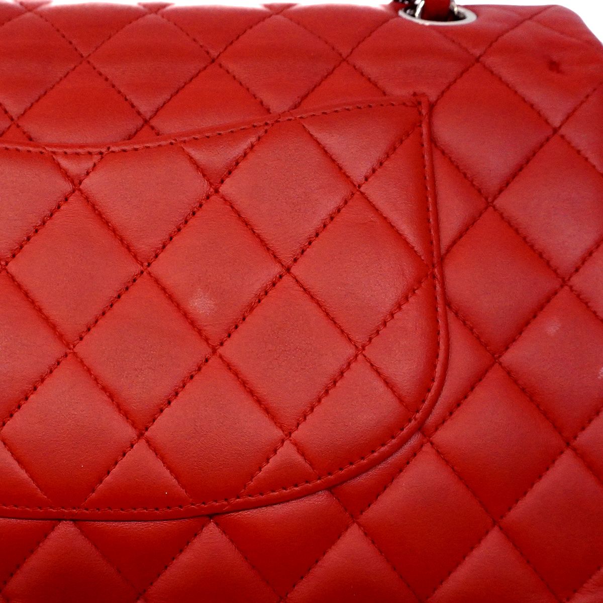 Chanel Shoulder Bag Quilted Lambskin Red Silver — view 9
