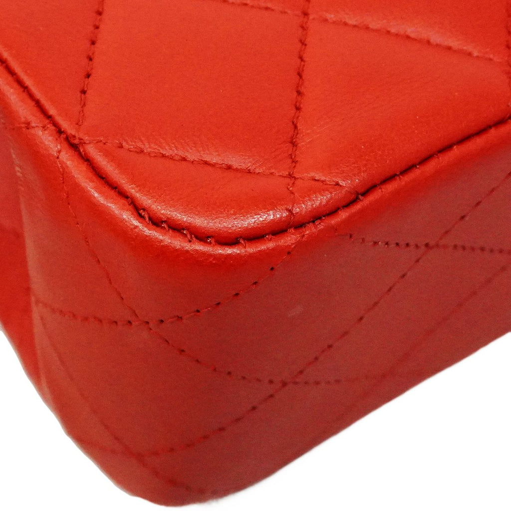 Chanel Shoulder Bag Quilted Lambskin Red Silver — view 6