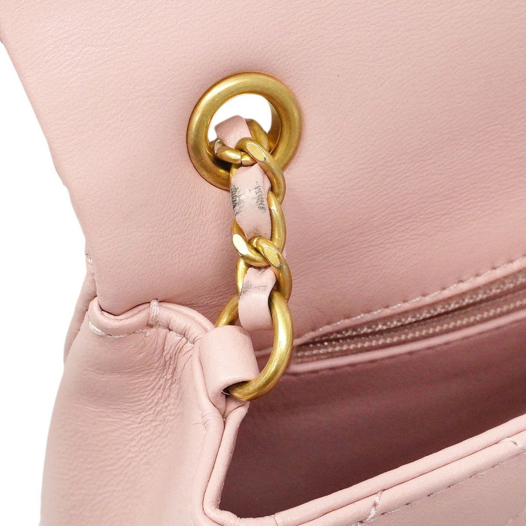 Chanel Shoulder Bag Mini Quilted Lambskin Pink Gold — view 8