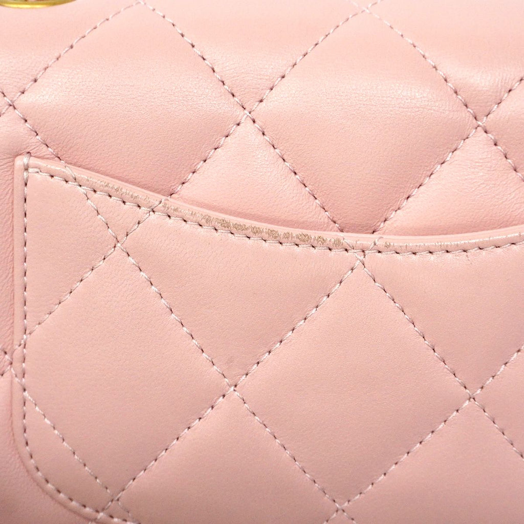 Chanel Shoulder Bag Mini Quilted Lambskin Pink Gold — view 7