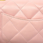 Chanel Shoulder Bag Mini Quilted Lambskin Pink Gold — view 7