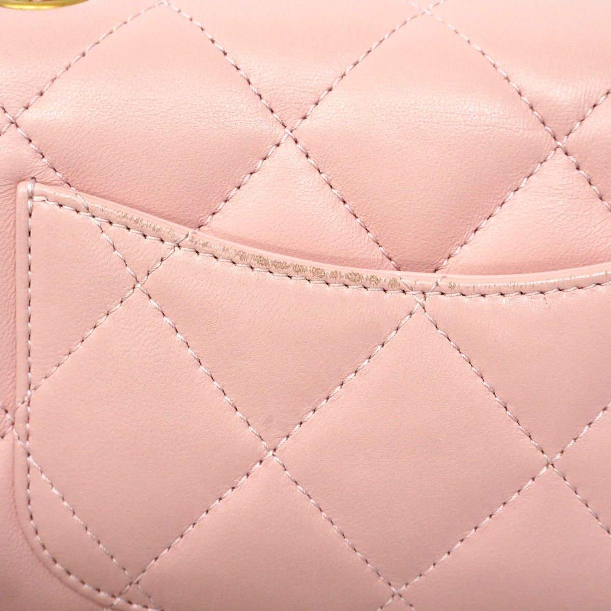 Chanel Shoulder Bag Mini Quilted Lambskin Pink Gold — view 7