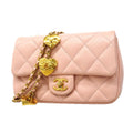 Chanel Shoulder Bag Mini Quilted Lambskin Pink Gold