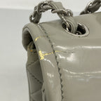 Chanel Shoulder Bag Quilted Patent Leather Gray Silver — view 6