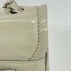 Chanel Shoulder Bag Quilted Patent Leather Gray Silver — view 7