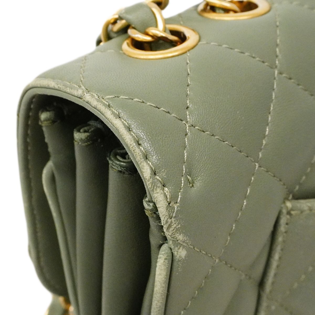 Chanel Shoulder Bag Quilted Lambskin Green Gold — view 8