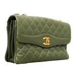 Chanel Shoulder Bag Quilted Lambskin Green Gold — view 2