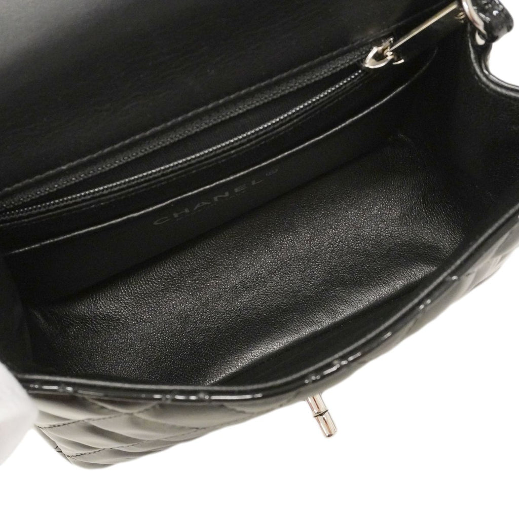 Chanel Shoulder Bag Mini Quilted Patent Leather Black Silver — view 4