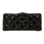 Chanel Shoulder Bag Mini Quilted Patent Leather Black Silver — view 3