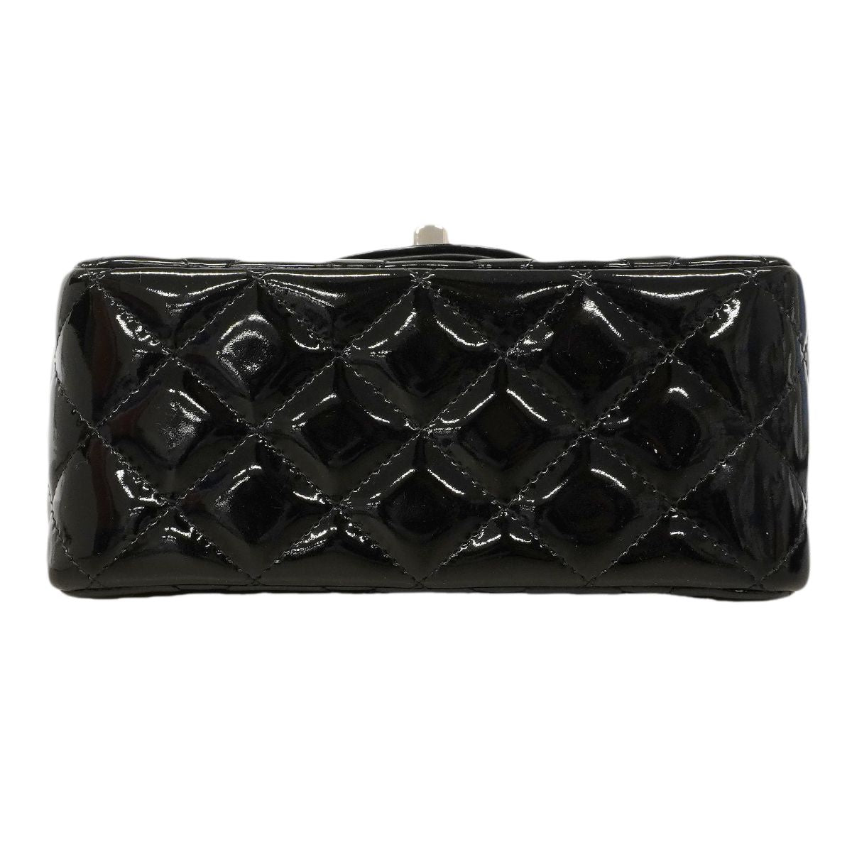 Chanel Shoulder Bag Mini Quilted Patent Leather Black Silver — view 3