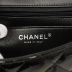Chanel Shoulder Bag Mini Quilted Patent Leather Black Silver — view 5