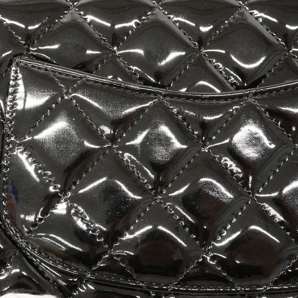 Chanel Shoulder Bag Mini Quilted Patent Leather Black Silver — view 7