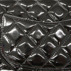 Chanel Shoulder Bag Mini Quilted Patent Leather Black Silver — view 7