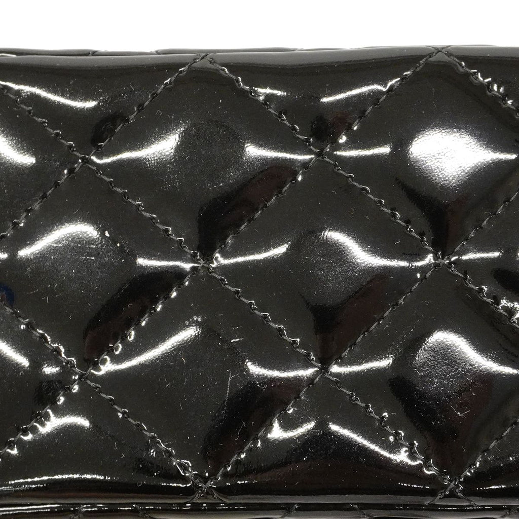 Chanel Shoulder Bag Mini Quilted Patent Leather Black Silver — view 8