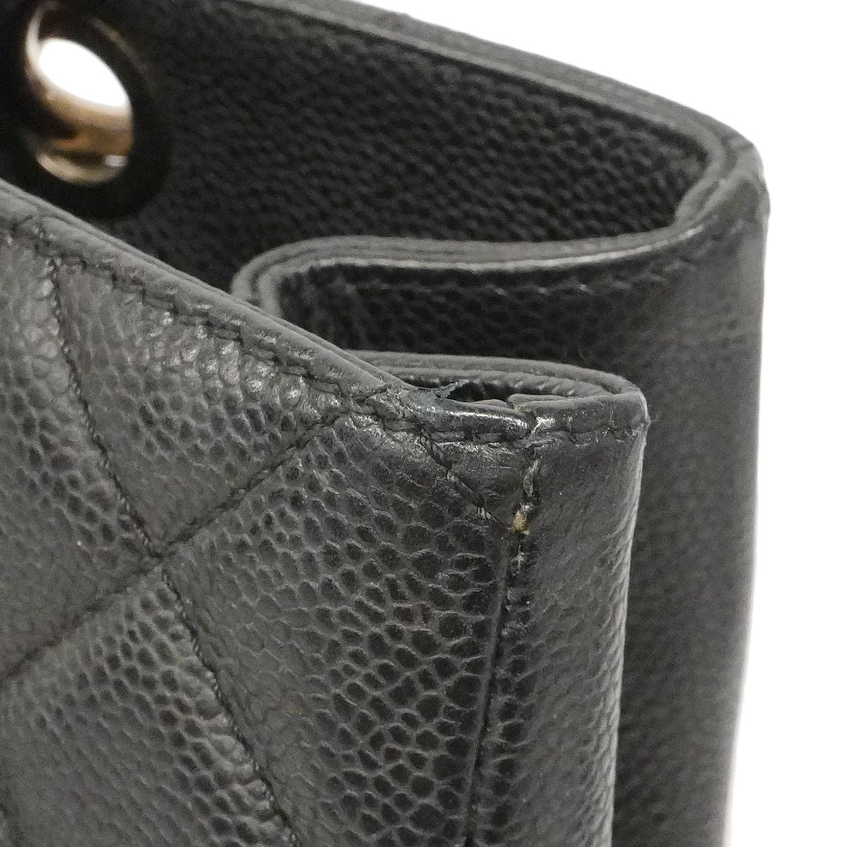 Chanel Chain Tote Quilted Caviar Leather Black Silver — view 7