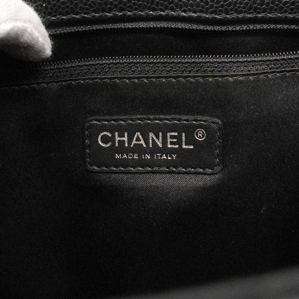 Chanel Chain Tote Quilted Caviar Leather Black Silver — view 5
