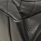 Chanel Chain Tote Quilted Caviar Leather Black Silver — view 6