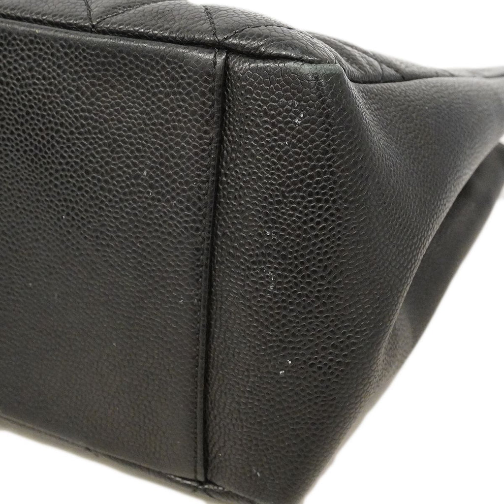 Chanel Chain Tote Quilted Caviar Leather Black Silver — view 8
