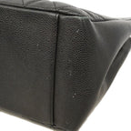 Chanel Chain Tote Quilted Caviar Leather Black Silver — view 8