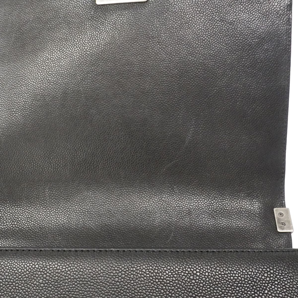 Chanel Shoulder Bag Boy Caviar Leather Black Silver — view 9