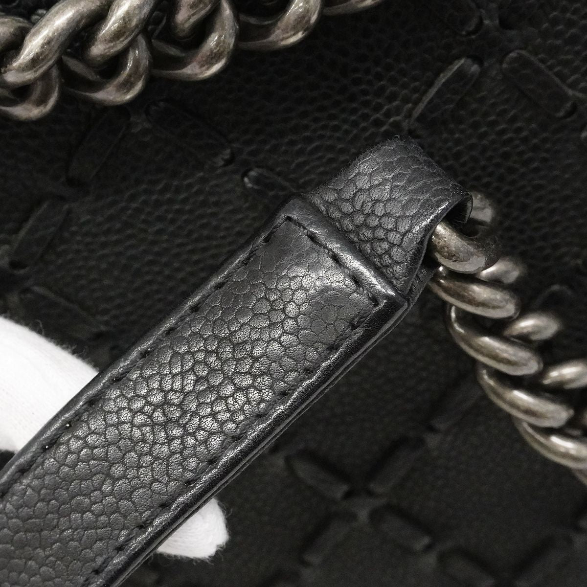 Chanel Shoulder Bag Boy Caviar Leather Black Silver — view 8