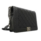 Chanel Shoulder Bag Boy Caviar Leather Black Silver — view 2