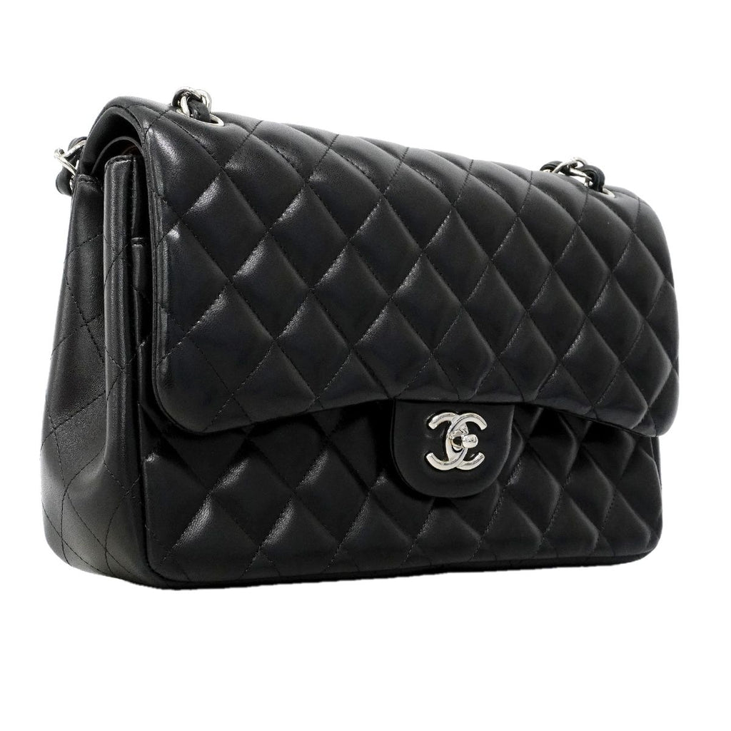 Chanel Shoulder Bag Deca Quilted Lambskin Black Silver — view 2
