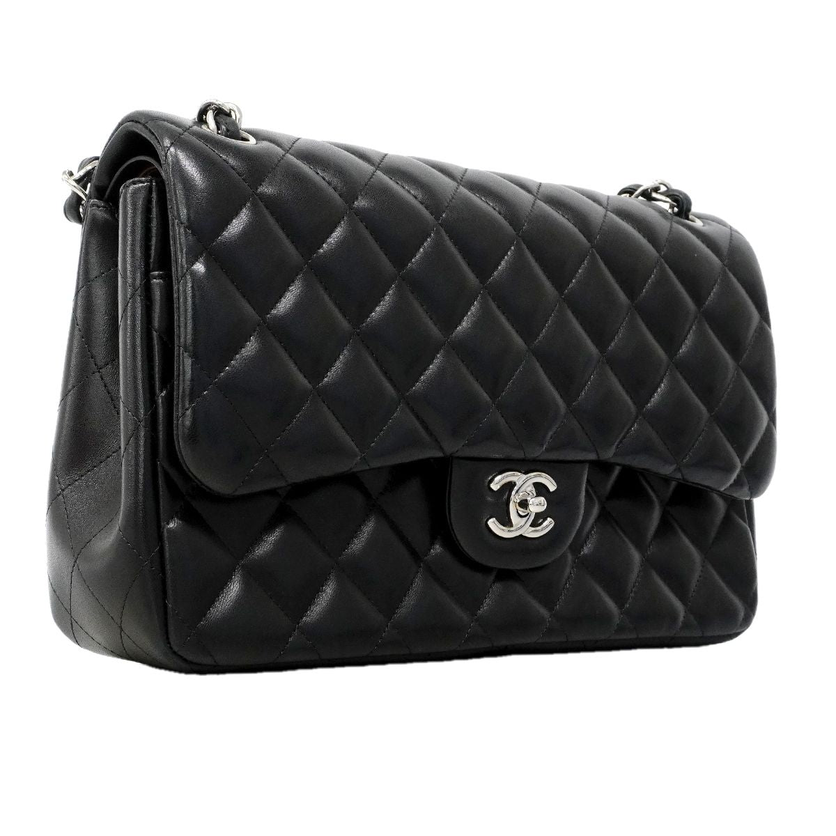 Chanel Shoulder Bag Deca Quilted Lambskin Black Silver — view 2