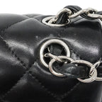 Chanel Shoulder Bag Deca Quilted Lambskin Black Silver — view 7