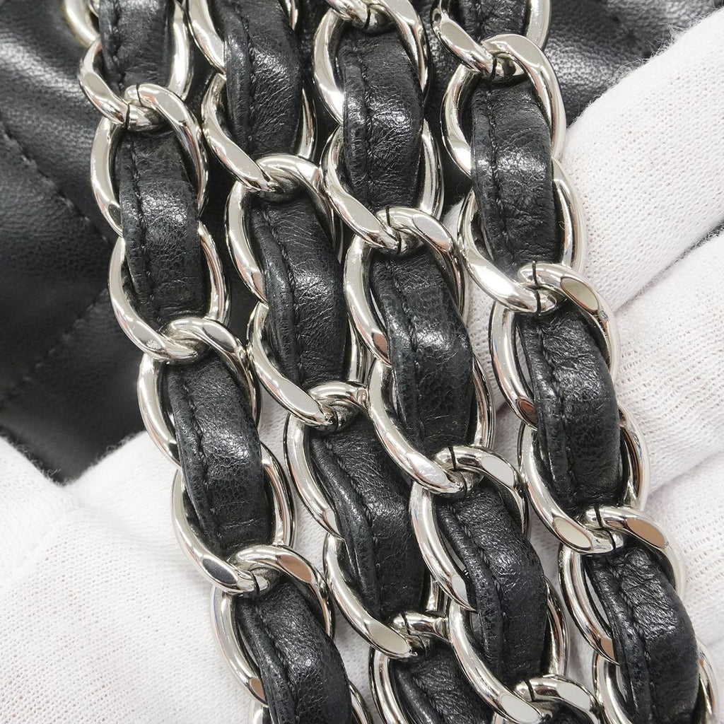 Chanel Shoulder Bag Deca Quilted Lambskin Black Silver — view 8