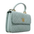 Chanel Handbag Quilted Lambskin Light Blue Champagne Gold 2-Way — view 2