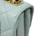 Chanel Handbag Quilted Lambskin Light Blue Champagne Gold 2-Way — view 6
