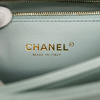 Chanel Handbag Quilted Lambskin Light Blue Champagne Gold 2-Way — view 5